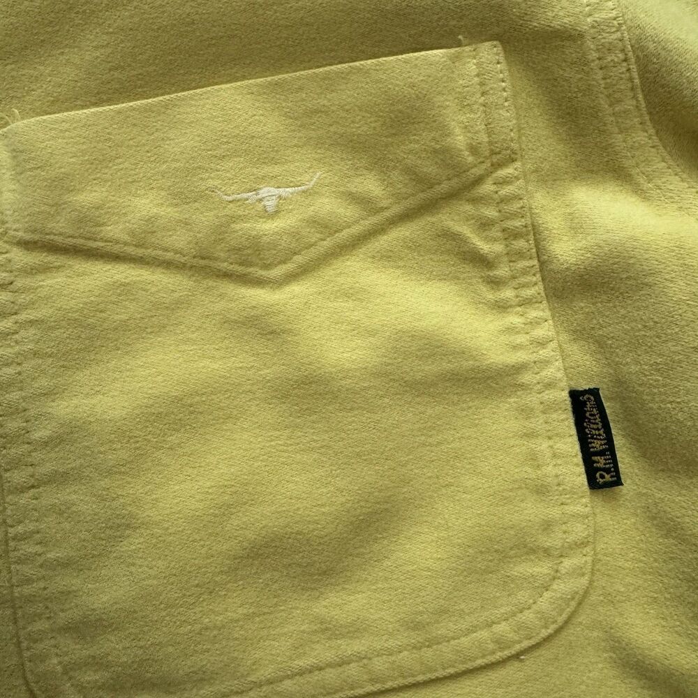Vintage 80s R.M. Williams Button Up Field Shirt Mens L Yellow Heavyweight - Picture 4 of 9